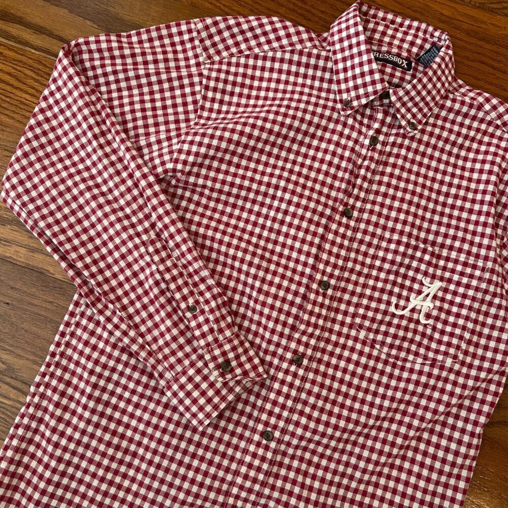 University of Alabama Gingham Long Sleeve Button Down Size Large Embroidered  A - Picture 7 of 12